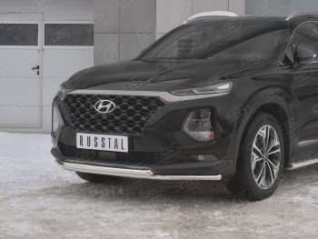 19 299 р. Защита переднего бампера из труб d42 SLITKOFF Hyundai Santa Fe TM дорестайлинг (2018-2021)  с доставкой в г. Пермь. Увеличить фотографию 3