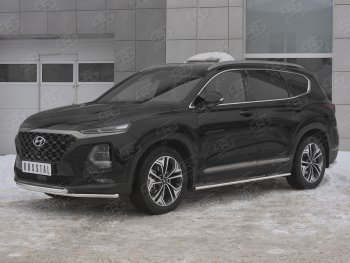 19 299 р. Защита переднего бампера из труб d42 SLITKOFF Hyundai Santa Fe TM дорестайлинг (2018-2021)  с доставкой в г. Пермь. Увеличить фотографию 4