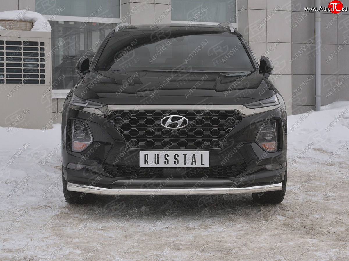 16 699 р. Защита переднего бампера (Ø63 мм, нержавейка) SLITKOFF Hyundai Santa Fe TM дорестайлинг (2018-2021)  с доставкой в г. Пермь
