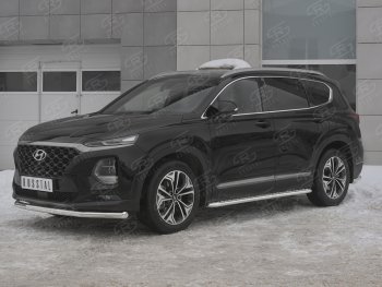 16 699 р. Защита переднего бампера (Ø63 мм, нержавейка) SLITKOFF Hyundai Santa Fe TM дорестайлинг (2018-2021)  с доставкой в г. Пермь. Увеличить фотографию 2