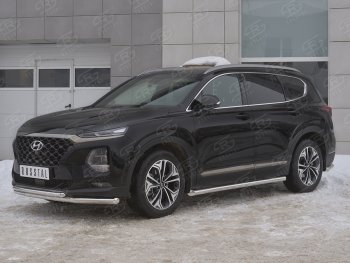 19 999 р. Защита переднего бампера (2 трубы Ø63 и 42 мм, нержавейка) SLITKOFF Hyundai Santa Fe TM дорестайлинг (2018-2021)  с доставкой в г. Пермь. Увеличить фотографию 2