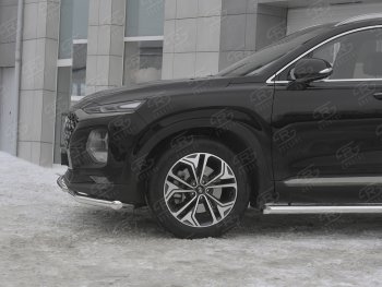 19 999 р. Защита переднего бампера (2 трубы Ø63 и 42 мм, нержавейка) SLITKOFF Hyundai Santa Fe TM дорестайлинг (2018-2021)  с доставкой в г. Пермь. Увеличить фотографию 3