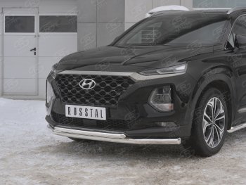 19 999 р. Защита переднего бампера (2 трубы Ø63 и 42 мм, нержавейка) SLITKOFF Hyundai Santa Fe TM дорестайлинг (2018-2021)  с доставкой в г. Пермь. Увеличить фотографию 4