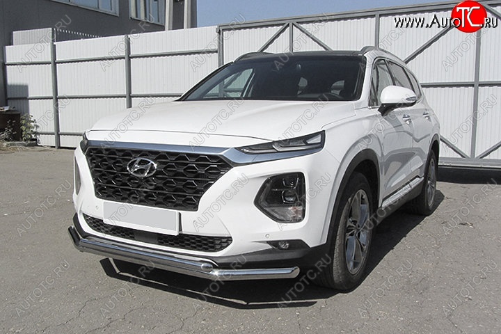 13 449 р. Защита переднего бампера Slitkoff (двойная, d57/42)  Hyundai Santa Fe  TM (2018-2021) дорестайлинг (Нержавейка, Полированная)  с доставкой в г. Пермь