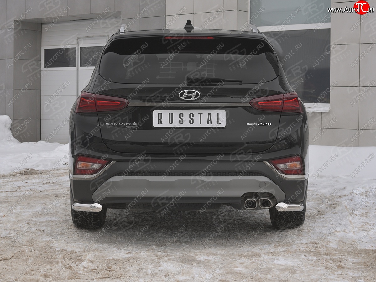 14 499 р. Защита заднего бампера (Ø63 мм уголки, нержавейка) SLITKOFF  Hyundai Santa Fe  TM (2018-2021) дорестайлинг  с доставкой в г. Пермь