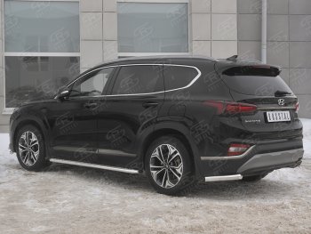 14 499 р. Защита заднего бампера (Ø63 мм уголки, нержавейка) SLITKOFF  Hyundai Santa Fe  TM (2018-2021) дорестайлинг  с доставкой в г. Пермь. Увеличить фотографию 2
