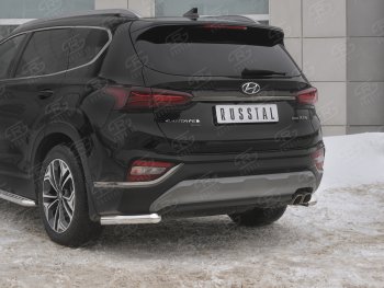 14 499 р. Защита заднего бампера (Ø63 мм уголки, нержавейка) SLITKOFF  Hyundai Santa Fe  TM (2018-2021) дорестайлинг  с доставкой в г. Пермь. Увеличить фотографию 4