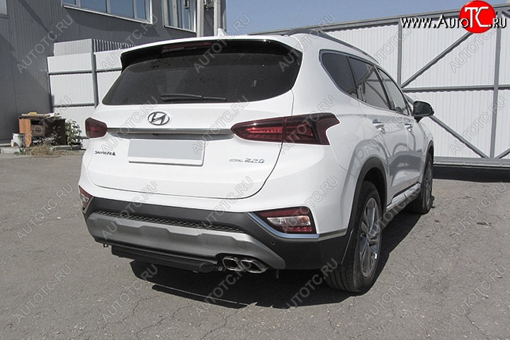 9 599 р. Защита заднего бампера Slitkoff (d57 мм)  Hyundai Santa Fe  TM (2018-2021) дорестайлинг (Сталь с полимерным покрытием. Цвет: чёрный)  с доставкой в г. Пермь