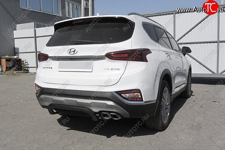10 299 р. Защита заднего бампера Slitkoff (скоба, d57 мм)  Hyundai Santa Fe  TM (2018-2021) дорестайлинг (Сталь с полимерным покрытием. Цвет: чёрный)  с доставкой в г. Пермь