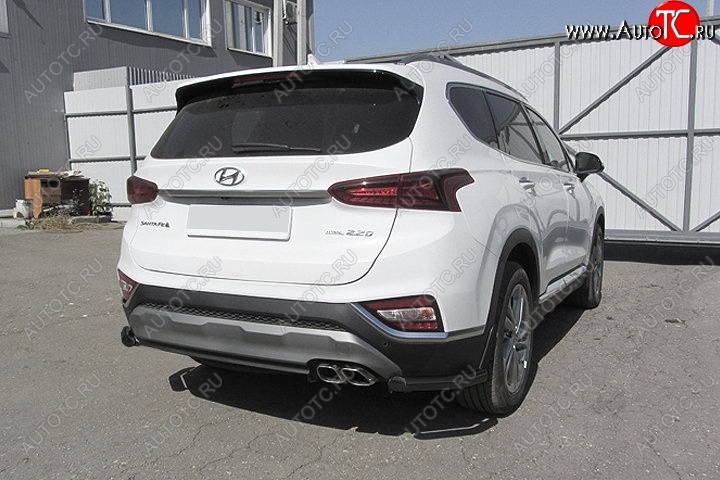 8 599 р. Защита заднего бампера Slitkoff (уголки, d57 мм)  Hyundai Santa Fe  TM (2018-2021) дорестайлинг (Сталь с полимерным покрытием. Цвет: чёрный)  с доставкой в г. Пермь