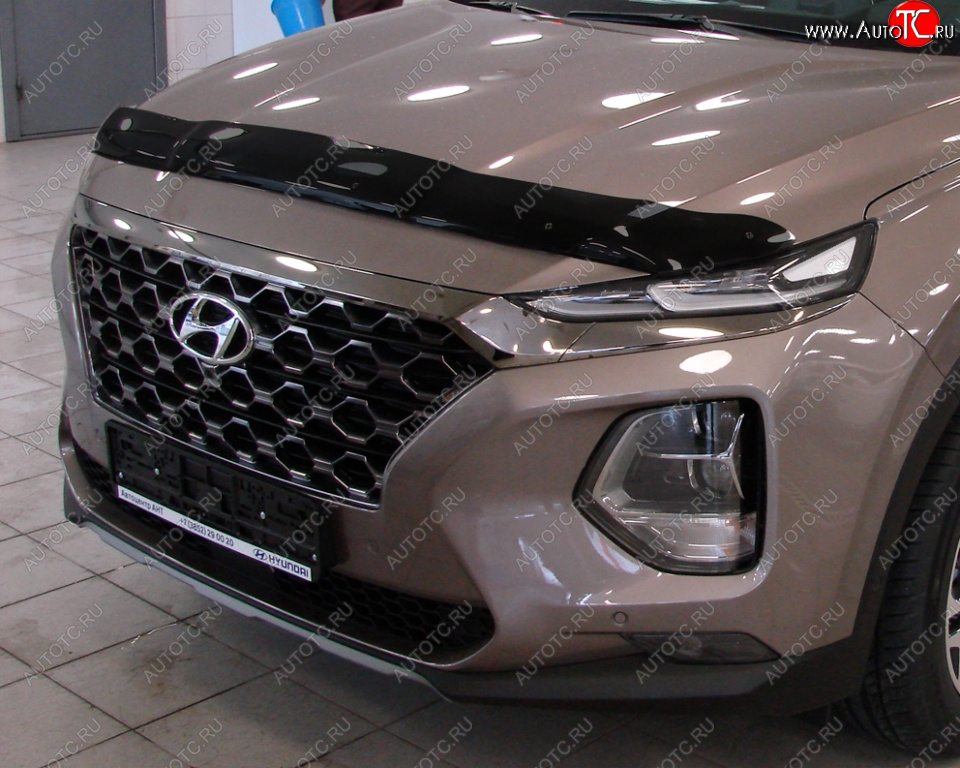 3 689 р. Дефлектор капота SIM Hyundai Santa Fe TM дорестайлинг (2018-2021)  с доставкой в г. Пермь