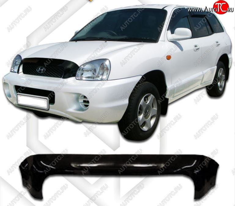 1 899 р. Дефлектор капота CA-Plastic  Hyundai Santa Fe  SM (2000-2012) (Classic черный, Без надписи)  с доставкой в г. Пермь