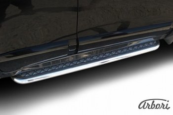 Защита штатных порогов Arbori нержавеющая сталь 57мм с листом Hyundai Santa Fe  SM (2000-2012)