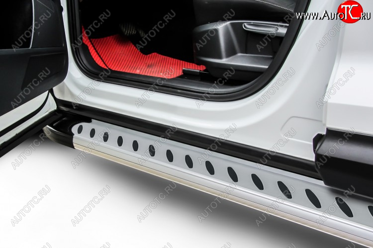 17 399 р. Пороги алюминиевые Slitkoff  Hyundai Santa Fe  DM (2012-2016) дорестайлинг (Prestige Silver)  с доставкой в г. Пермь