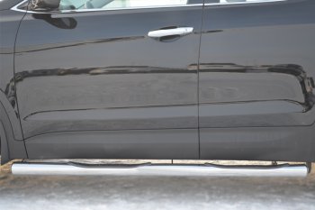 12 249 р. Защита порогов с проступями SLITKOFF (труба D76 мм) Hyundai Santa Fe DM дорестайлинг (2012-2016) (Защита порогов с закругленными торцами (вариант 3))  с доставкой в г. Пермь. Увеличить фотографию 3