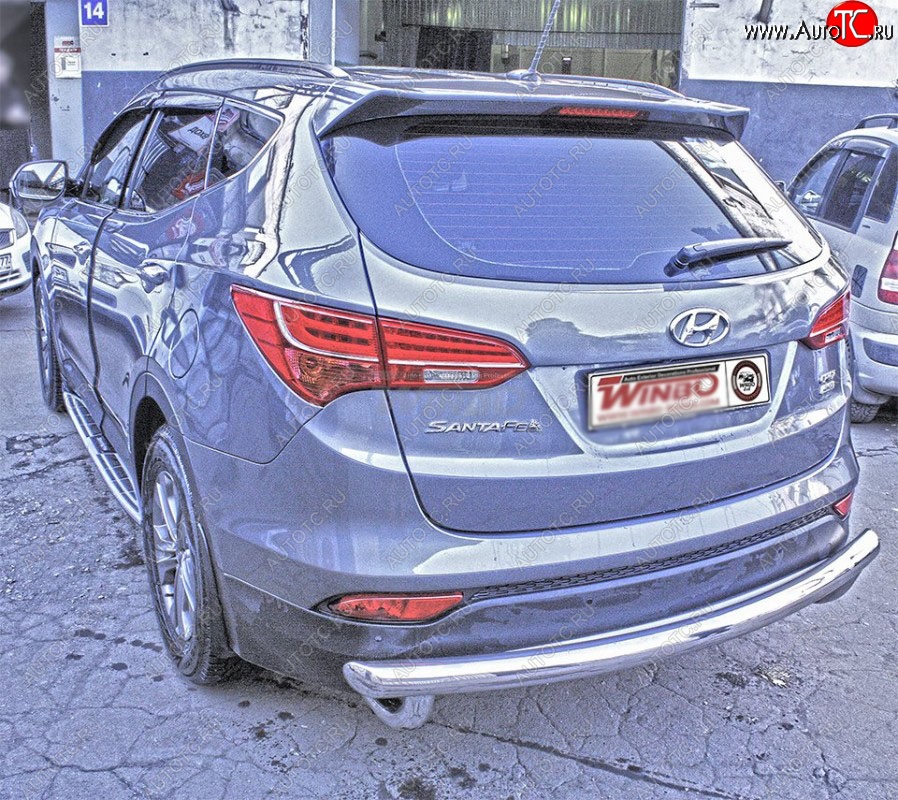 9 599 р. Защита заднего бампера WINBO (Ø60 мм, нержавейка)  Hyundai Santa Fe  DM (2012-2016) дорестайлинг  с доставкой в г. Пермь