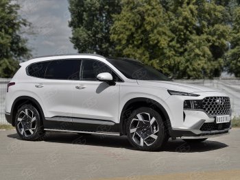 16 999 р. Защита переднего бампера (Ø42 мм секции, нержавейка) SLITKOFF  Hyundai Santa Fe  TM (2020-2022) рестайлинг  с доставкой в г. Пермь. Увеличить фотографию 3