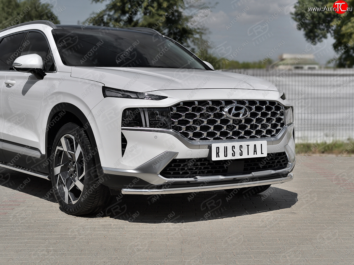 16 999 р. Защита переднего бампера (Ø42 мм секции, нержавейка) SLITKOFF  Hyundai Santa Fe  TM (2020-2022) рестайлинг  с доставкой в г. Пермь