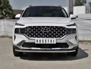 16 999 р. Защита переднего бампера (Ø42 мм секции, нержавейка) SLITKOFF  Hyundai Santa Fe  TM (2020-2022) рестайлинг  с доставкой в г. Пермь. Увеличить фотографию 2