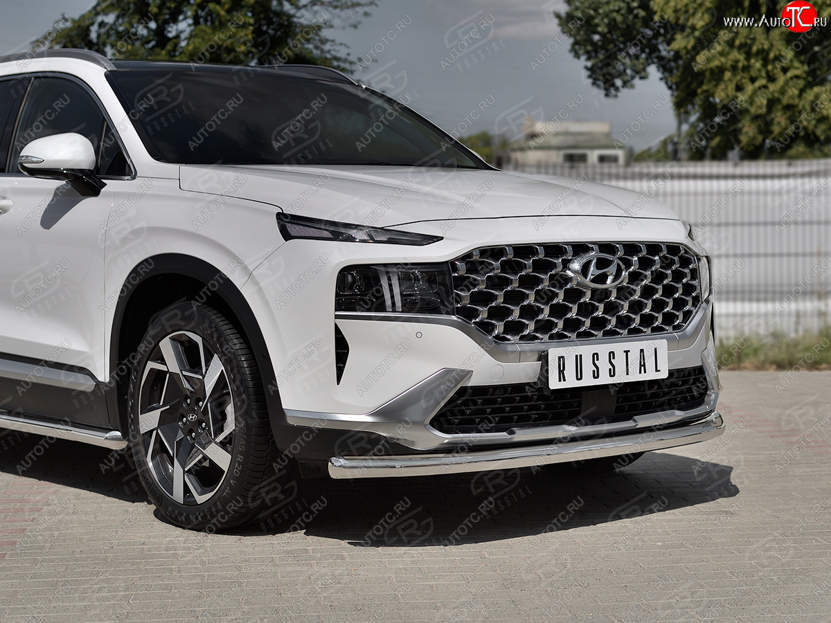 18 299 р. Защита переднего бампера (Ø63 мм, нержавейка) SLITKOFF  Hyundai Santa Fe  TM (2020-2022) рестайлинг  с доставкой в г. Пермь