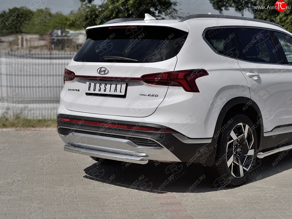 16 299 р. Защита заднего бампера (Ø63 мм, нержавейка) SLITKOFF  Hyundai Santa Fe  TM (2020-2022) рестайлинг  с доставкой в г. Пермь