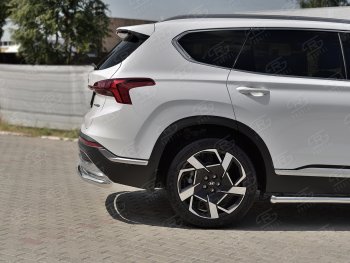 18 299 р. Защита заднего бампера (Ø63 мм секции, нержавейка) SLITKOFF  Hyundai Santa Fe  TM (2020-2022) рестайлинг  с доставкой в г. Пермь. Увеличить фотографию 3