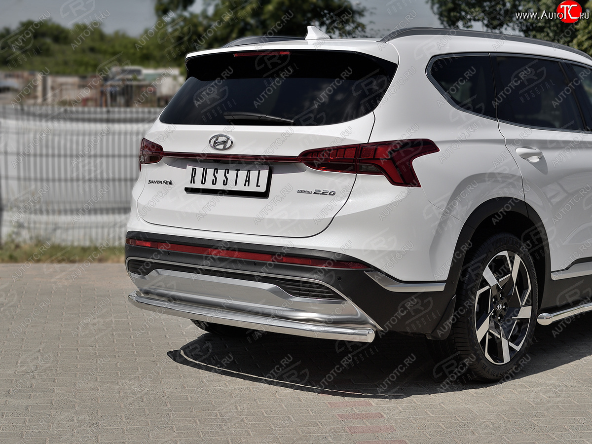18 299 р. Защита заднего бампера (Ø63 мм секции, нержавейка) SLITKOFF  Hyundai Santa Fe  TM (2020-2022) рестайлинг  с доставкой в г. Пермь