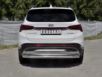 18 299 р. Защита заднего бампера (Ø63 мм секции, нержавейка) SLITKOFF  Hyundai Santa Fe  TM (2020-2022) рестайлинг  с доставкой в г. Пермь. Увеличить фотографию 2
