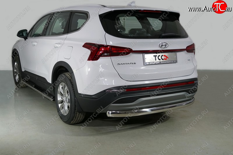 22 449 р. Защита заднего бампера (овальная) ТСС (нержавейка d 75х42 мм)  Hyundai Santa Fe  TM (2020-2022) рестайлинг  с доставкой в г. Пермь