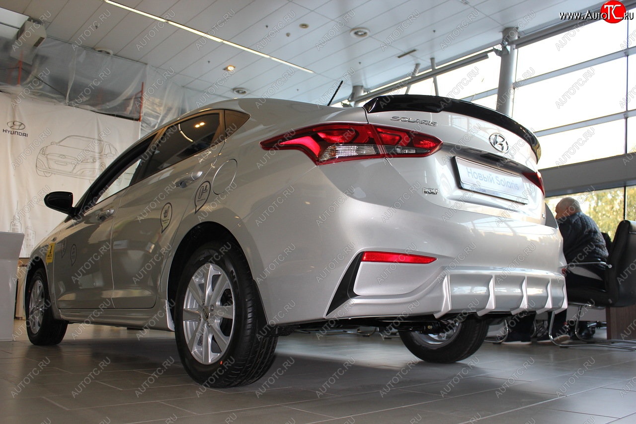 4 999 р. Накладка заднего бампера Автократ  Hyundai Solaris  HCR (2017-2020) седан дорестайлинг (Неокрашенная)  с доставкой в г. Пермь