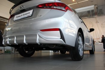 4 999 р. Накладка заднего бампера Автократ  Hyundai Solaris  HCR (2017-2020) седан дорестайлинг (Неокрашенная)  с доставкой в г. Пермь. Увеличить фотографию 4