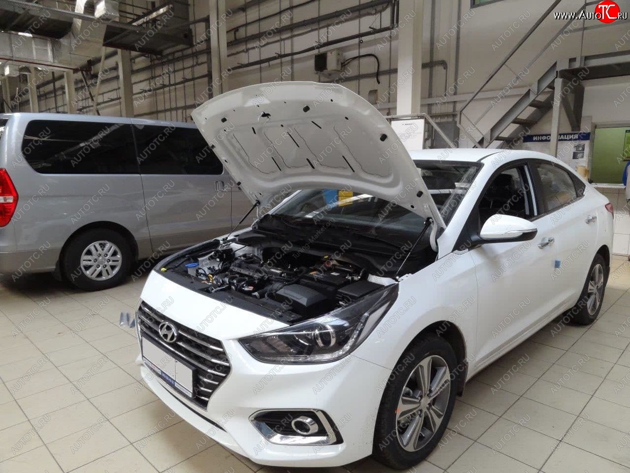 2 049 р. Упоры капота Russtal Hyundai Solaris HCR седан дорестайлинг (2017-2020)  с доставкой в г. Пермь