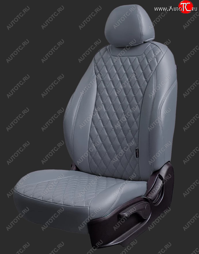 18 749 р. Чехлы для сидений Lord Autofashion Байрон (экокожа, спинка 60/40, 3 г-образных подголовника)  Hyundai Solaris  HCR (2017-2022) седан дорестайлинг, седан рестайлинг (Серый, вставка серая, строчка серая)  с доставкой в г. Пермь