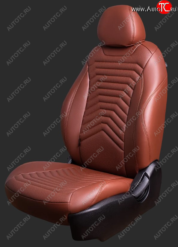 21 349 р. Чехлы для сидений Lord Autofashion Байрон ПРЕЗИДЕНТ (экокожа, спинка 60/40, 3 Г0образных подголовника)  Hyundai Solaris  HCR (2017-2022) седан дорестайлинг, седан рестайлинг (Коричневый, вставка коричневая, строчка коричневая)  с доставкой в г. Пермь