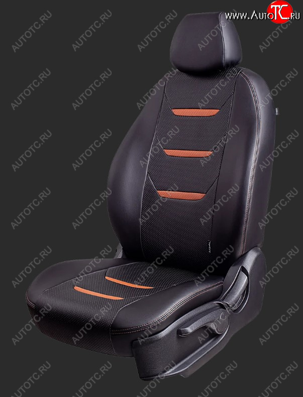 10 299 р. Чехлы для сидений Lord Autofashion Турин 2 (экокожа, спинка 60/40, 3 Г-образных подголовника)  Hyundai Solaris  HCR (2017-2022) седан дорестайлинг, седан рестайлинг (Черный, вставка черная и коричневая, строчка коричневая)  с доставкой в г. Пермь