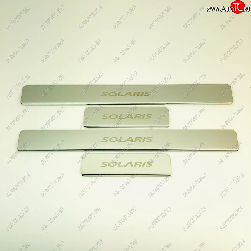 2 179 р. Накладки порожков салона INOX Hyundai Solaris HCR седан дорестайлинг (2017-2020) (Нержавеющая сталь)  с доставкой в г. Пермь