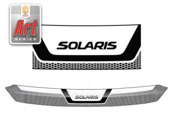 Дефлектор капота CA-Plastiс Hyundai Solaris  RBr (2010-2014) хэтчбэк дорестайлинг (Серия Art белая)