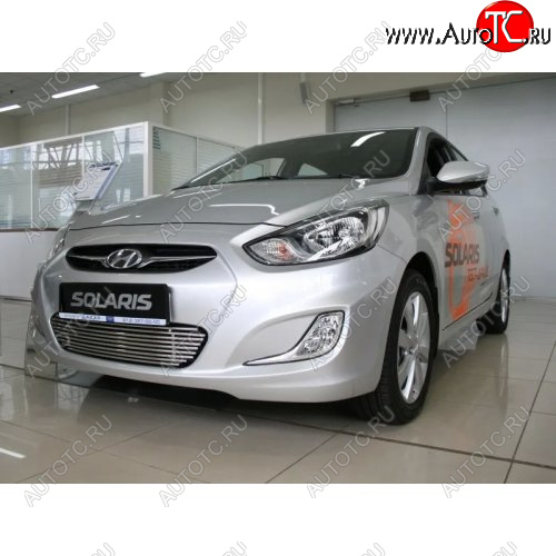 5 599 р. Декоративный элемент воздухозаборника Souz96 (d10)  Hyundai Solaris  RBr (2010-2014) седан дорестайлинг, хэтчбэк дорестайлинг (Черные)  с доставкой в г. Пермь