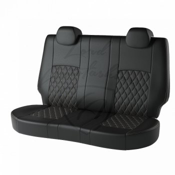 9 449 р. Чехлы для сидений Lord Autofashion Турин Ромб (экокожа) Hyundai Solaris RBr хэтчбэк дорестайлинг (2010-2014) (Чёрный, вставка чёрная, строчка бежевая)  с доставкой в г. Пермь. Увеличить фотографию 2