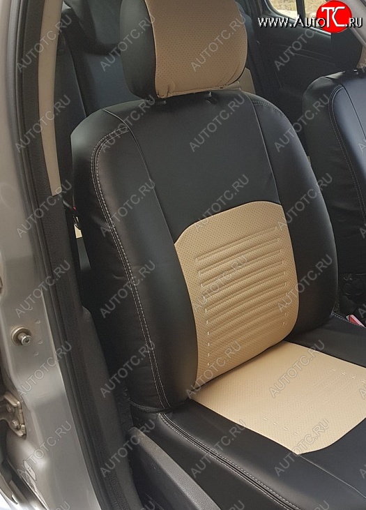 9 449 р. Чехлы для сидений Lord Autofashion Турин (экокожа) Hyundai Solaris RBr хэтчбэк дорестайлинг (2010-2014) (Чёрный, вставка бежевая)  с доставкой в г. Пермь