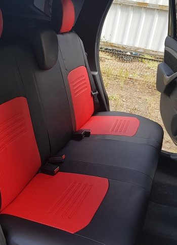 9 449 р. Чехлы для сидений Lord Autofashion Турин (экокожа) Hyundai Solaris RBr хэтчбэк дорестайлинг (2010-2014) (Чёрный, вставка красная)  с доставкой в г. Пермь. Увеличить фотографию 3