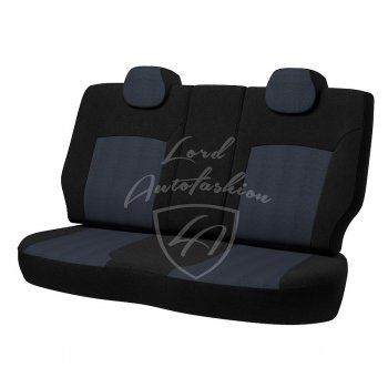 5 699 р. Чехлы для сидений Lord Autofashion Дублин (жаккард, раздельная спинка) Hyundai Solaris RBr хэтчбэк дорестайлинг (2010-2014) (Черный, вставка Ёж Синий)  с доставкой в г. Пермь. Увеличить фотографию 2