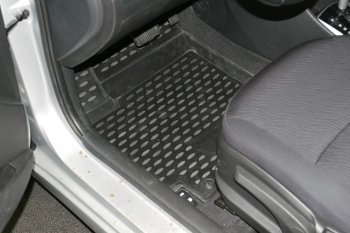 2 299 р. Комплект ковриков салона Element (полиуретан) Hyundai Solaris RBr хэтчбэк дорестайлинг (2010-2014) (Черные)  с доставкой в г. Пермь. Увеличить фотографию 2
