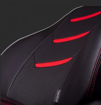 10 399 р. Чехлы для сидений Lord Autofashion Турин 2 (экокожа, спинка 60/40, 2 Г-образных подголовника)  Hyundai Solaris  RBr (2010-2017) хэтчбэк дорестайлинг, хэтчбэк рестайлинг (Черный, вставка черная и красная, строчка красная)  с доставкой в г. Пермь. Увеличить фотографию 2
