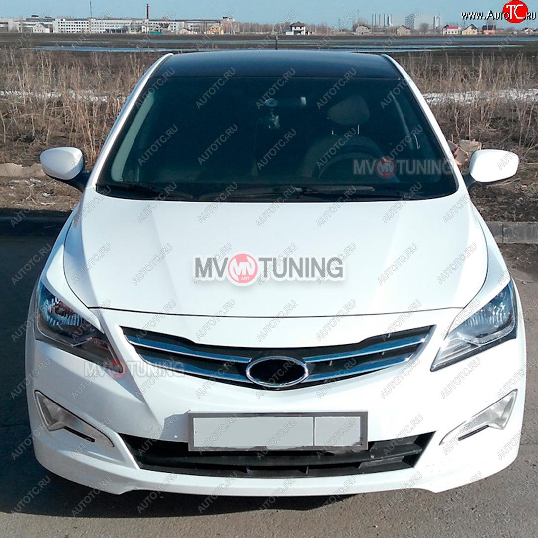 1 799 р. Реснички на фары HS-1  Hyundai Solaris  RBr (2014-2017) хэтчбэк рестайлинг (Неокрашенные)  с доставкой в г. Пермь