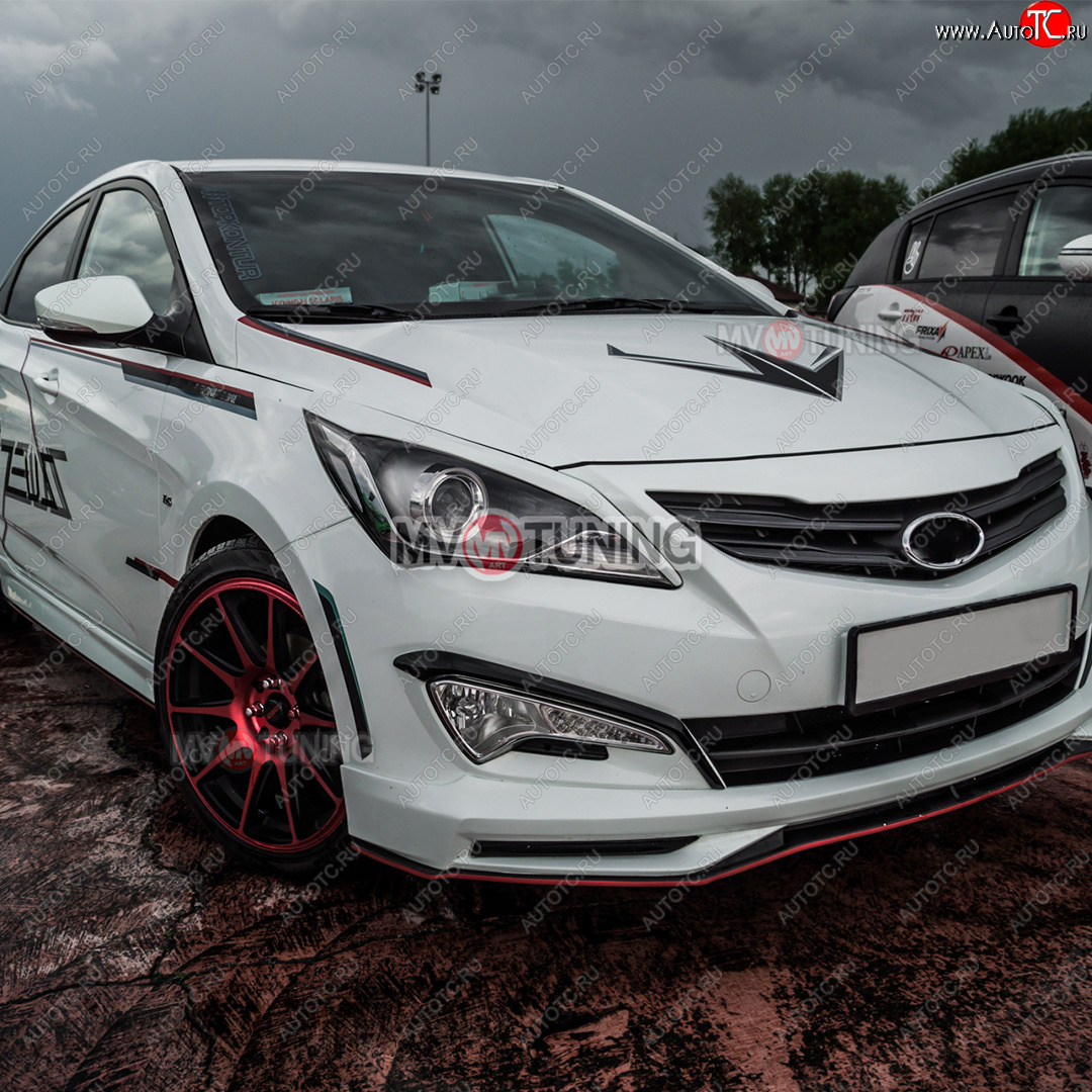 1 799 р. Реснички на фары ZEUS MV-Tuning Hyundai Solaris RBr седан рестайлинг (2014-2017) (Неокрашенные)  с доставкой в г. Пермь