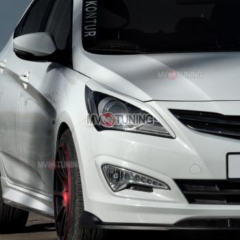 1 799 р. Реснички на фары ZEUS MV-Tuning Hyundai Solaris RBr седан рестайлинг (2014-2017) (Неокрашенные)  с доставкой в г. Пермь. Увеличить фотографию 2