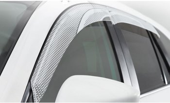 2 199 р. Дефлектора окон CA-Plastic  Hyundai Solaris  HCR (2020-2022) седан рестайлинг (серия Art белая, Без хром молдинга, Крепление только на скотч)  с доставкой в г. Пермь. Увеличить фотографию 2