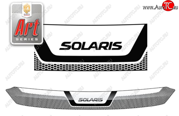 2 159 р. Дефлектор капота CA-Plastiс  Hyundai Solaris  RBr (2010-2014) седан дорестайлинг (Серия Art серебро)  с доставкой в г. Пермь