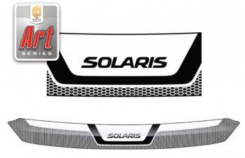 Дефлектор капота CA-Plastiс Hyundai Solaris  RBr (2010-2014) седан дорестайлинг (Серия Art белая)